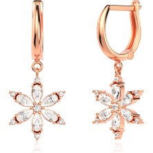 İndigo Takı Lotus Çiçeği Rose Gümüş Küpe