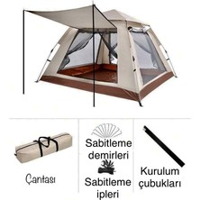 Smayling Tam Otomatik 4 Kişilik Kamp Çadırı Su Geçirmez Oxfort Kumaş Kapı Önü Güneşlikli