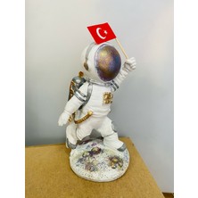 Renkli Fırça Renklifırça Türk Bayraklı Minik Astronot Polyester Biblo Hediyelik
