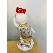 Renkli Fırça Renklifırça Türk Bayraklı Minik Astronot Polyester Biblo Hediyelik