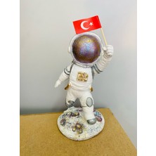 Renkli Fırça Renklifırça Türk Bayraklı Minik Astronot Polyester Biblo Hediyelik