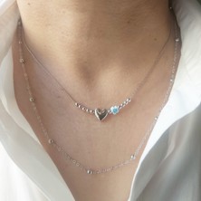 Devi Fashion Kalpli Nazar Boncuklu Ikili Zincirli Silver Renkli Kolye