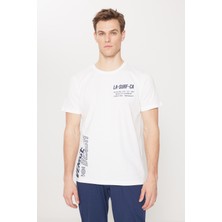 Altınyıldız Classics Erkek Ekru Standart Fit Normal Kesim %100 Pamuk Baskılı Bisiklet Yaka Pijama Takımı