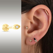 Saf Pırlanta 0.02 Karat Pırlanta Göz Tragus Piercing