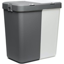 Motek Duo Laundry Çamaşır Sepeti - Antrasit / Beyaz - 80 Lt