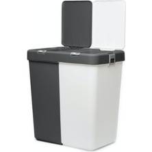 Motek Duo Laundry Çamaşır Sepeti - Antrasit / Beyaz - 80 Lt