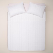 %100 Pamuk Saten Yatak Örtüsü 300x280 cm Beyaz - Lia Serisi