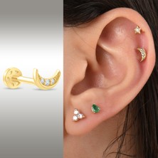 Saf Pırlanta 0.02 Karat Pırlanta Hilal Tragus Piercing