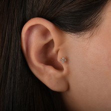 Saf Pırlanta 0.02 Karat Pırlanta Hilal Tragus Piercing