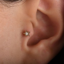 Saf Pırlanta 0.03 Karat Pırlanta Yıldız Tragus Piercing