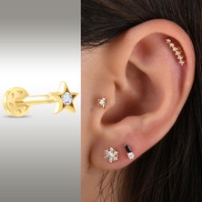 Saf Pırlanta 0.03 Karat Pırlanta Yıldız Tragus Piercing