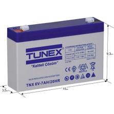 Tunex 6V 7A 1,08 kg Kuru Bakımsız Akü (151*35*94*100 Mm) TNX-6V7A