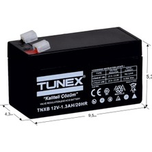 Tunex 12V 1,3A 0,51 kg Kuru Bakımsız Akü (97*43*53*59 Mm) TNXB-12V1,3A