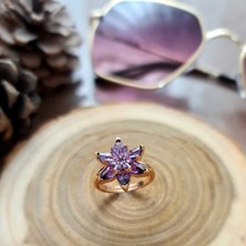 Serra Jewels Gümüş Rose Mor Lotus Çiçeği Yüzük