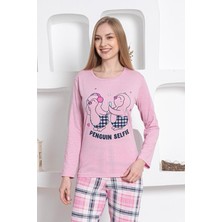 Farya Home Dreamy Pamuklu Uzun Kollu Desenli Paça Manşetli Pijama Takımı