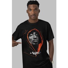 Fuddy Moda 3D Tupac Baskılı Tişört, Erkek-Kadın Rap Baskılı T-Shirt
