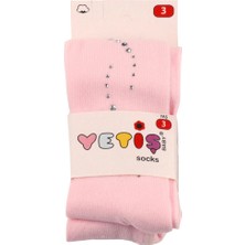 Yetiş Socks Taşlı Kız Kilotlu Çorap Pembe