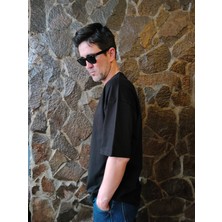 Beach Glow Siyah Düz Basic T-Shirt