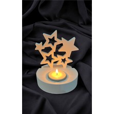 Biondanbibundan Ikili Tealight Mumluk Seti 11  cm Parlak Yüzey Yıldız Motifli