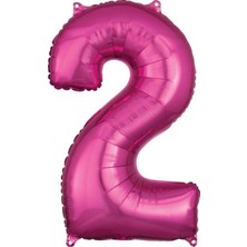 Kidspartim 2 Rakam Koyu Pembe Folyo Balon 80 cm