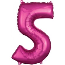 Kidspartim 5 Rakam Koyu Pembe Folyo Balon 80 cm