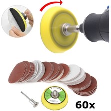 Depolife Dremel Proxxon Uyumlu Benzeri Gravür Makinası Için 5cm Çırt Taban Zımpara Seti 60 Adet Zımparalı Set