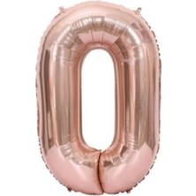 Kidspartim 0 Rakam Rose Gold Folyo Balon 40 Inç 100 cm