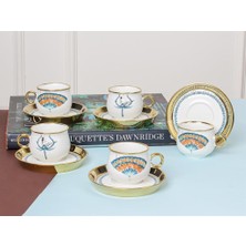 Sembol Camelot Gold 6 Kişilik Çizgi Desen Porselen Kahve Fincanı Takımı PUREBONE-131