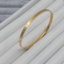 Hena Çelik Gold 4mm. Geniş Ajda Bilezik 6 Cm.