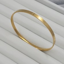 Hena Çelik Gold 4mm. Geniş Ajda Bilezik 6 Cm.