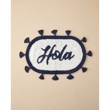 English Home Hola Lacivert-Beyaz Pamuklu Banyo Paspası Şık Desenli ve Yumuşak Özellikte