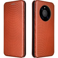 BDT Boutique Huawei Mate 40 Pro Için Kılıf Manyetik Karbon Fiber Kart Tutucu ile Folyo (Yurt Dışından)