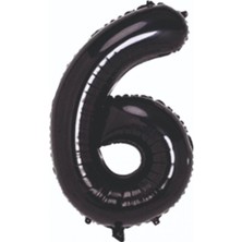 Kidspartim 6 Rakam Siyah Folyo Balon 80 cm