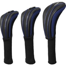 Perfk 3 Golf Ahşap Headcovers Taşınabilir Pu Şak Ekipman I Kılıfı Mavi (Yurt Dışından)