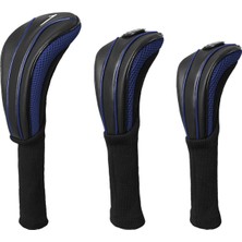 Perfk 3 Golf Ahşap Headcovers Taşınabilir Pu Şak Ekipman I Kılıfı Mavi (Yurt Dışından)