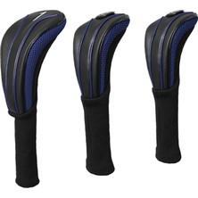 Perfk 3 Golf Ahşap Headcovers Taşınabilir Pu Şak Ekipman I Kılıfı Mavi (Yurt Dışından)