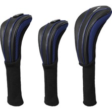 Perfk 3 Golf Ahşap Headcovers Taşınabilir Pu Şak Ekipman I Kılıfı Mavi (Yurt Dışından)