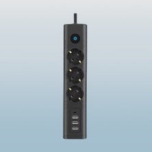 Fulltech Ftr-13 Type-C Port Girişli Akım Korumalı 3lü Priz, 3 Usb, 1 Type-C Giriş, Isıya Day