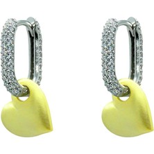 Shemora 925 Ayar Gümüş Taş İşlemeli Kalp Küpe