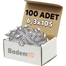 Badem10 Betofast Vidası 6.3X105 Paket 100 Adet Sivri Uçlu Çatı Panel Beton Ağaç Vidası