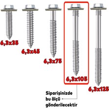 Badem10 Betofast Vidası 6.3X105 Paket 100 Adet Sivri Uçlu Çatı Panel Beton Ağaç Vidası