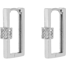 Shemora 925 Ayar Gümüş Taş Detaylı Geometrik Küpe