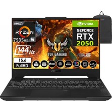 Asus Tuf Gamıng A15 Amd Ryzen 5 7535HS 64GB Ddr5 Ram 4tb SSD RTX2050-144Hz Freedos 15.6" Fhd Taşınabilir Bilgisayar FA506NF-HN05012+WEBLEGELSINÇANTA