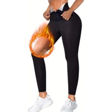 Mistirik Sauna-Tayt Model Iki Beden Incelten Vücut Şekillendiren Zayıflatan Yağ Yakmaya Yardımcı Beli Agraflı Korseli Tayt