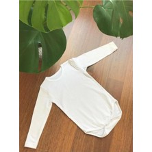 Unisex Bebek Uzun Kol Çıtçıtlı Zıbın Beyaz %100 Pamuk