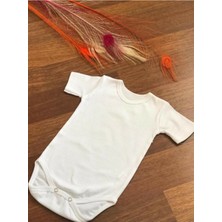 Unisex Bebek Kısa Kol Çıtçıtlı Zıbın Beyaz %100 Pamuk