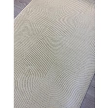 ERDEMİR HALI Iskandinav Modern Desenli Krem Jel Taban Yolluk (Yıkanabilir)