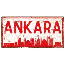 Hayg Equipment Ankara  Silüetli Dekoratif Alüminyum Tabela - Retro Metal Duvar Dekoru - Ankara Manzaralı Levha -15 cm  x 30 cm