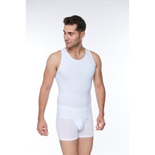Fsm1453 Erkek Pamuklu Slim Fit Sıkılaştırıcı Korse Beyaz Likralı Atlet -1011