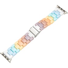 Ukscase Apple Watch Uyumlu Rainbow Color Resin Strap Gökkuşağı Renkli Seramik Kordon (Pastel Renkler)